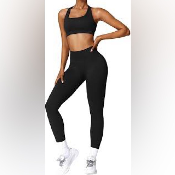 nuee Pants - Sleek Black Women's bra top & leggings set